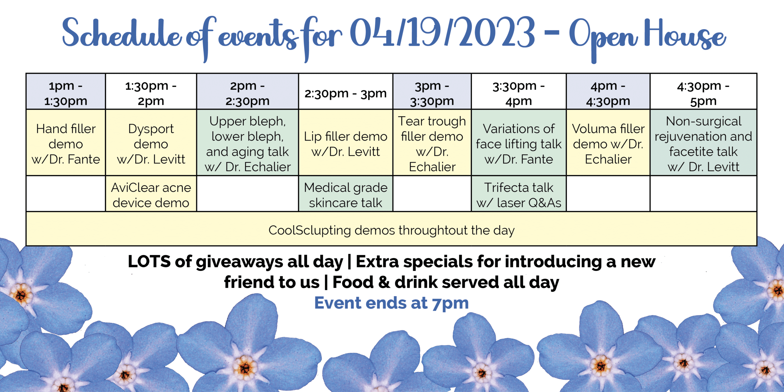 Open House schedule 2023